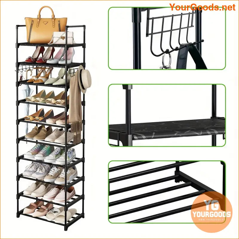 10 Tier Space Saving Shoe Rack for 24 Pairs - YourGoods Online Shop