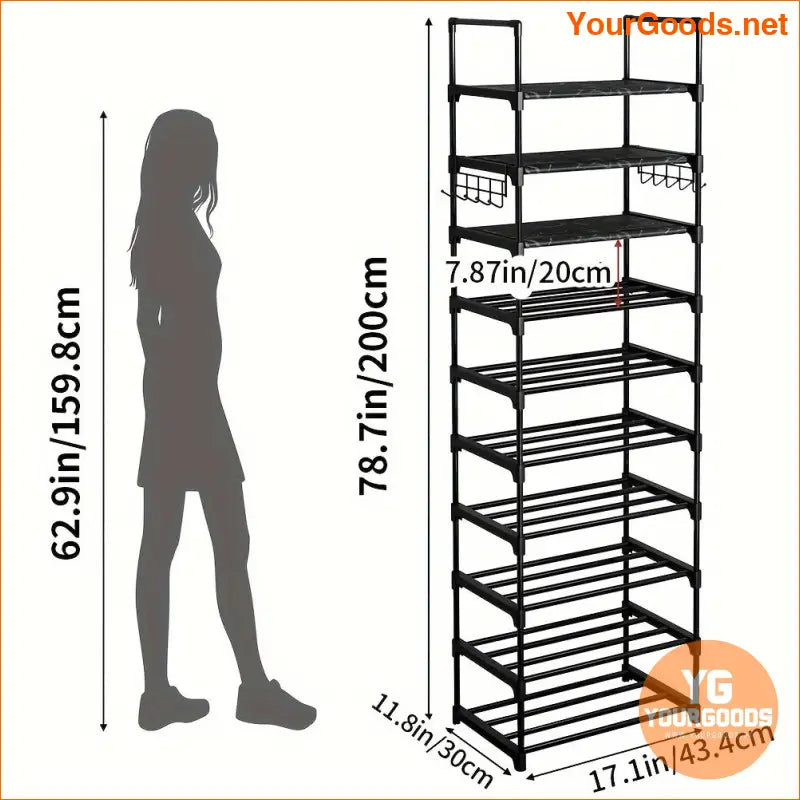 10 Tier Space Saving Shoe Rack for 24 Pairs - YourGoods Online Shop