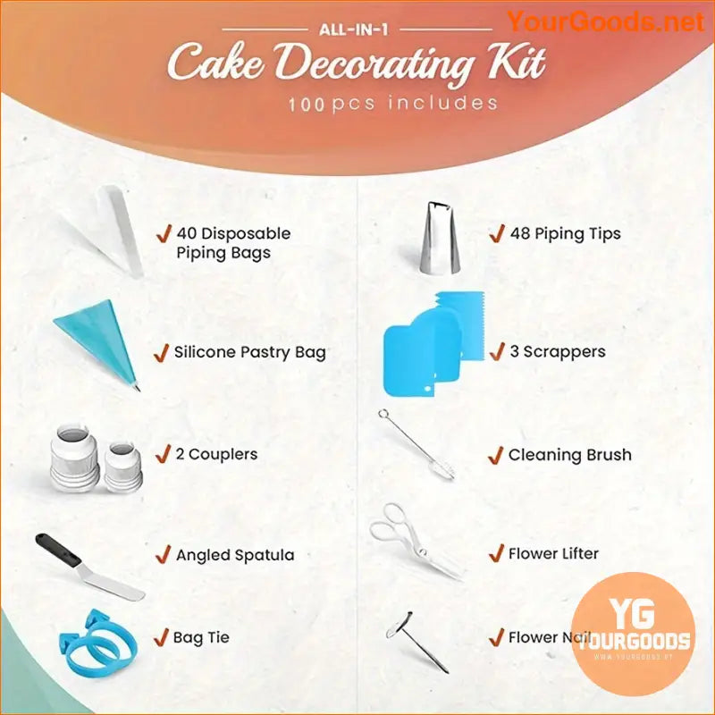 100Piece Cake Decorating Kit with Pastry Bags Tips - YourGoods Online Shop