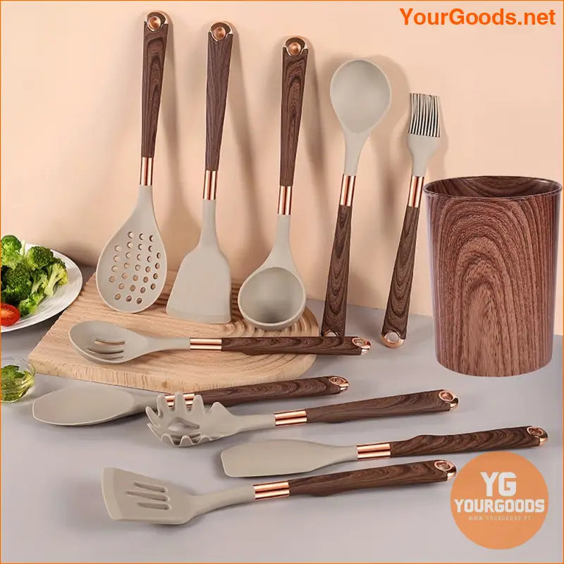 10Piece Silicone Kitchen Utensils Set with Holder - YourGoods Online Shop