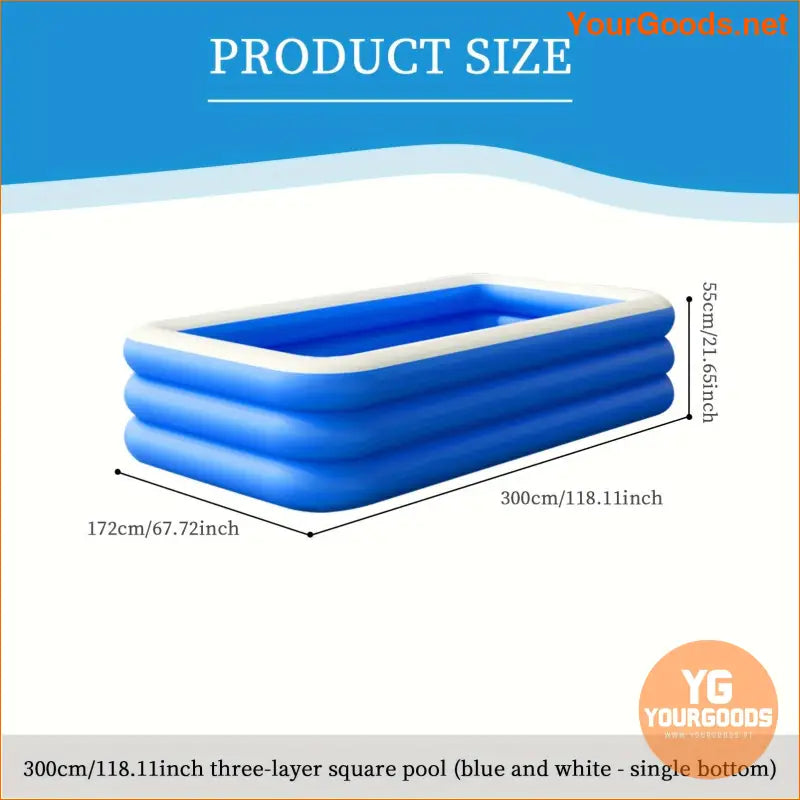 118 Extra Large Inflatable Family Pool Thick Square Design - YourGoods Online Shop