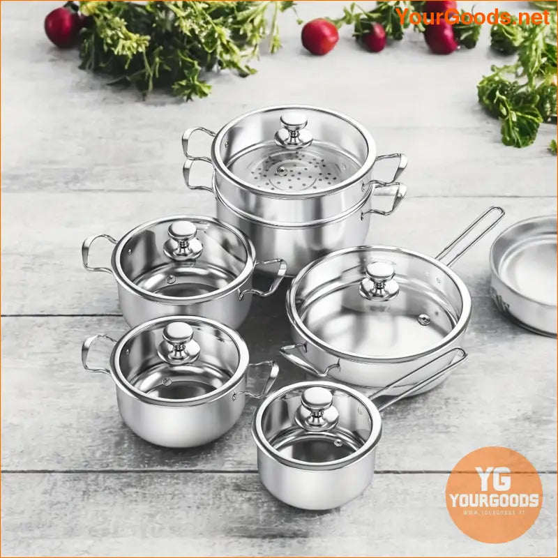 11Piece Stainless Steel Induction Cookware Set Premium NonToxic - YourGoods Online Shop