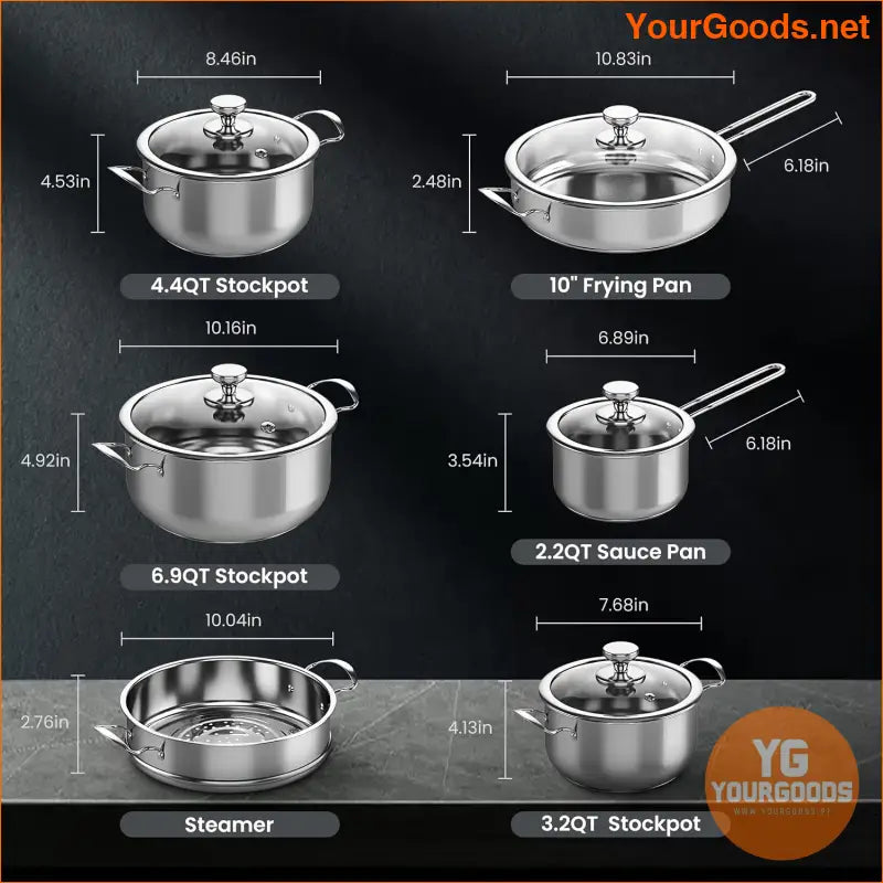 11Piece Stainless Steel Induction Cookware Set Premium NonToxic - YourGoods Online Shop