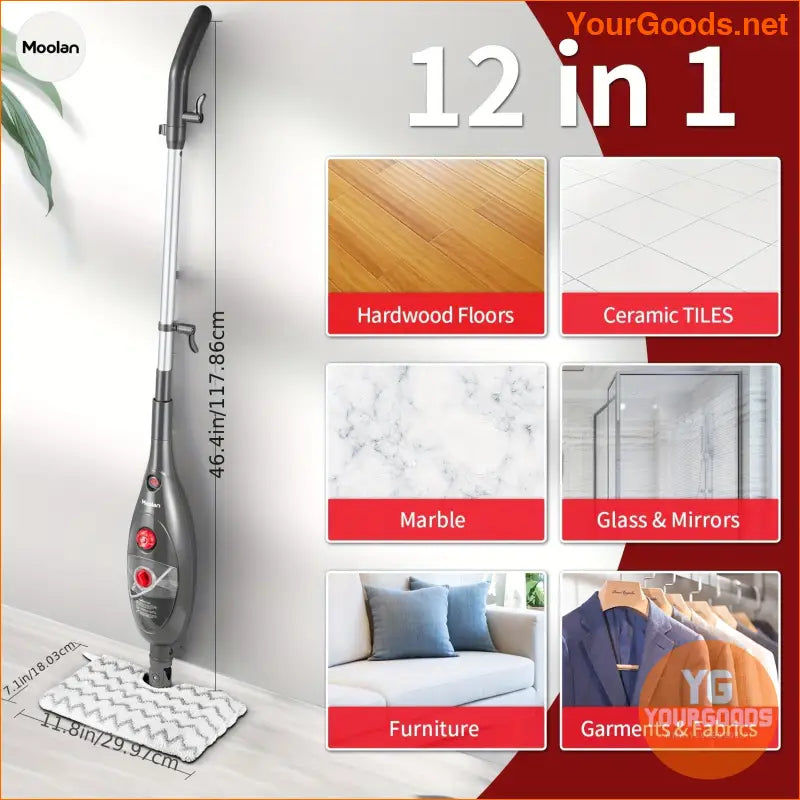 12 in 1 Moolan Cordless Steam Mop Multipurpose Cleaner - YourGoods Online Shop