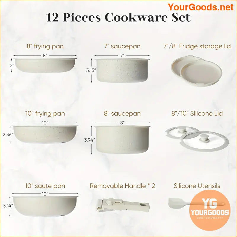 12-Piece Deluxe Nonstick Cookware Set - Premium Kitchen Essentials - YourGoods Online Shop