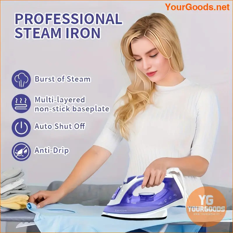 1200W Professional Steam Iron with Adjustable Thermostat NonStick Soleplate - YourGoods Online Shop