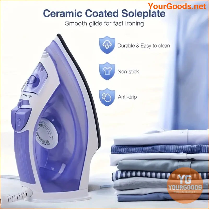 1200W Professional Steam Iron with Adjustable Thermostat NonStick Soleplate - YourGoods Online Shop