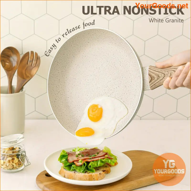 12Piece Nonstick White Granite Cookware Set PFOAFree Easy Clean - YourGoods Online Shop