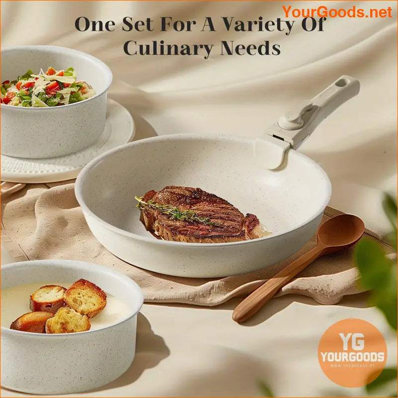 12Piece White Granite Nonstick Induction Cookware Set - YourGoods Online Shop