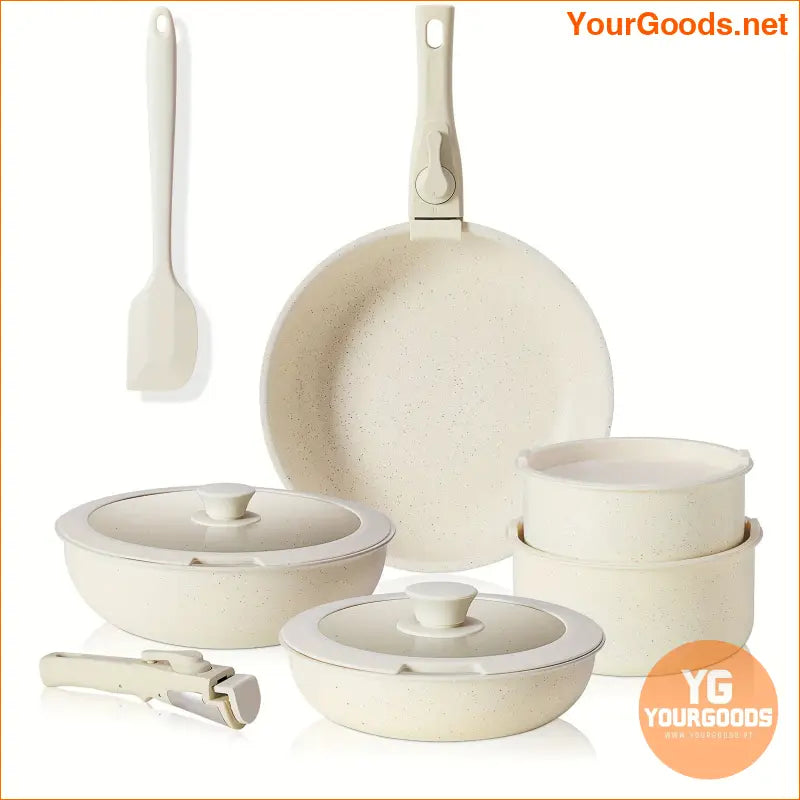 12Piece White Granite Nonstick Induction Cookware Set - YourGoods Online Shop