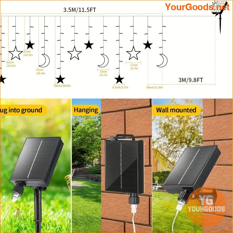 138LED Solar Moon Star Curtain Lights with Remote - YourGoods Online Shop