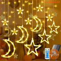 138LED Solar Moon Star Curtain Lights with Remote - YourGoods Online Shop