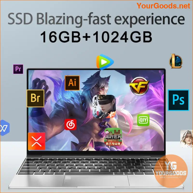 14.1 Portable Laptop Intel N3700 16GB RAM 1TB SSD Windows 11 - YourGoods Online Shop