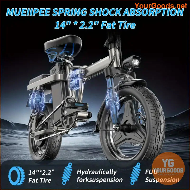 14 Folding Electric Bike 20 MPH 30Mile Range 500W Motor - YourGoods Online Shop