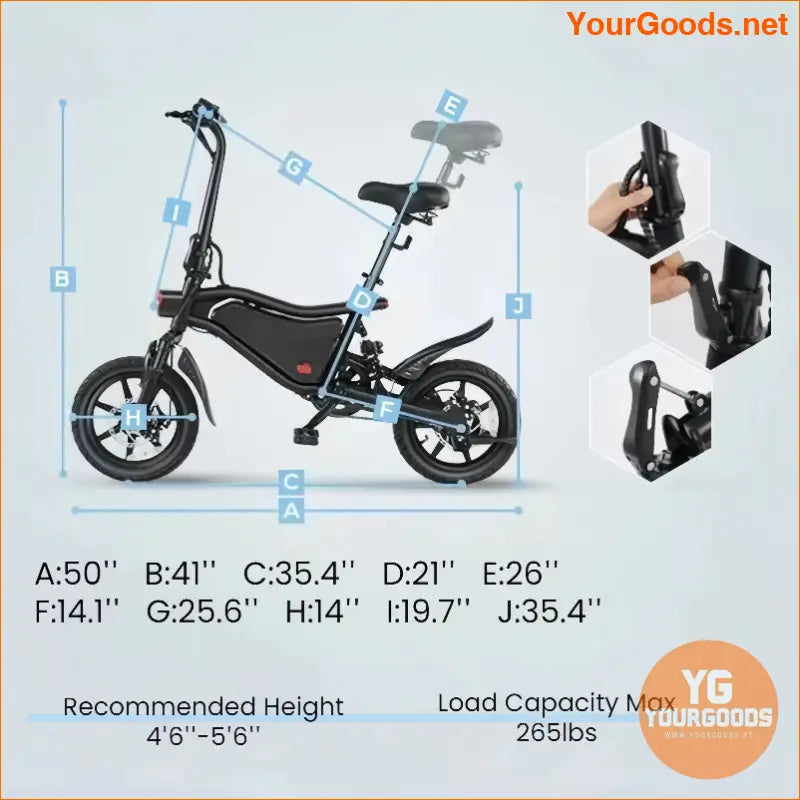 14 Folding Electric Commuter Bike 20mph 45Mile Range - YourGoods Online Shop