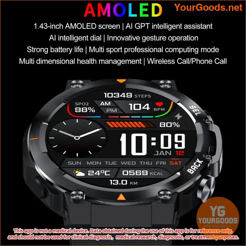 146 AMOLED Mens Smartwatch AI Fitness Tracker Stylish Waterproof - YourGoods Online Shop