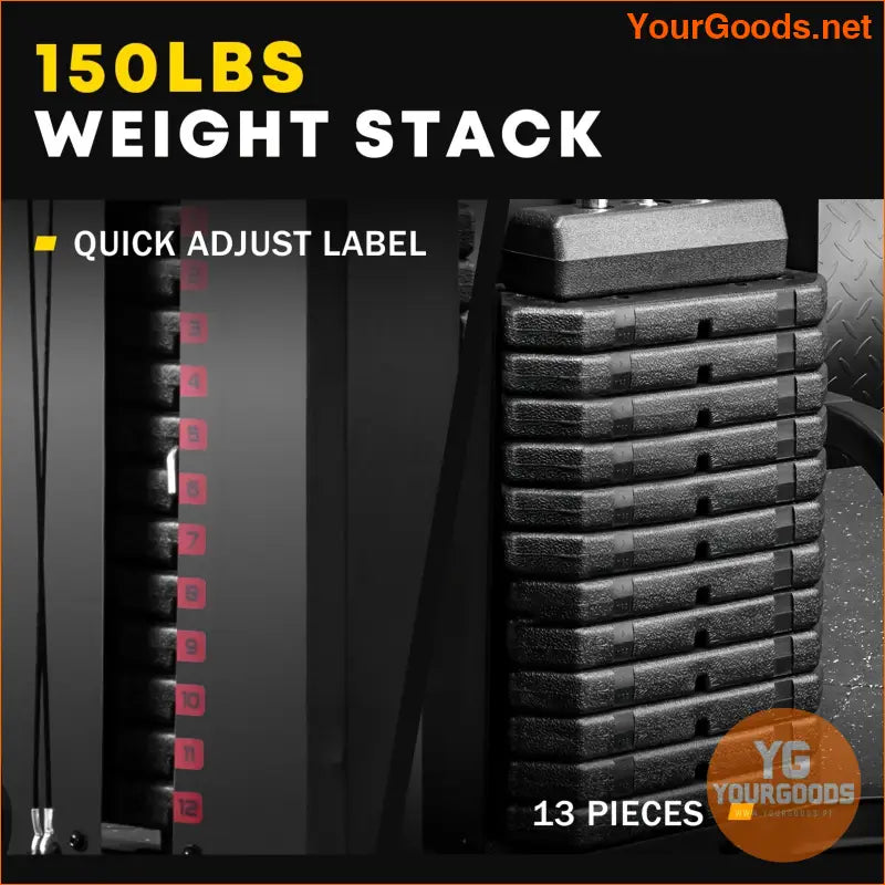 150LBS Weight Stack Home Gym AllinOne Fitness Station - YourGoods Online Shop