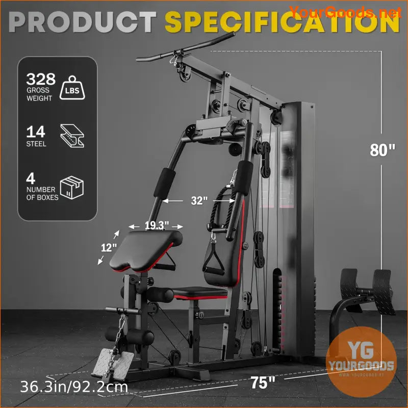 150LBS Weight Stack Home Gym AllinOne Fitness Station - YourGoods Online Shop