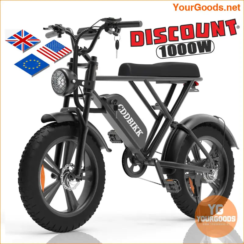 15AH 1000W Fat Tire Electric Bike – Off-Road Power and Performance | YOURGOODS | $1,299