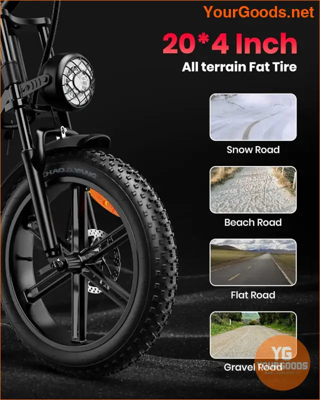 1000W 15AH 20-inch fat tire electric bike for adults, ideal for off-road adventures