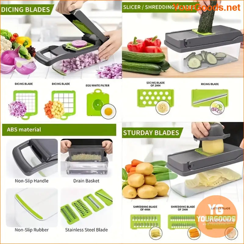 16 Piece Premium Multifunctional Vegetable Chopper Set