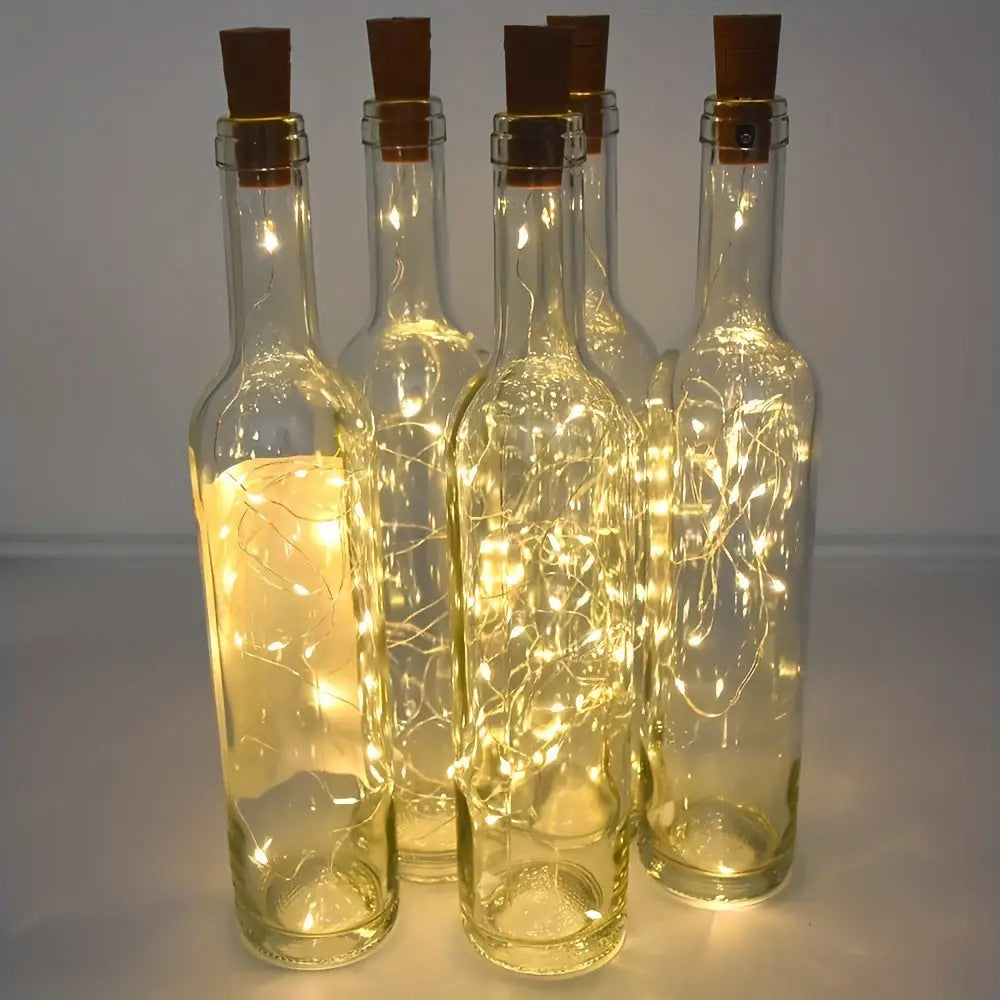 Pacote com 10 mini luzes de fadas LED para garrafas de vinho