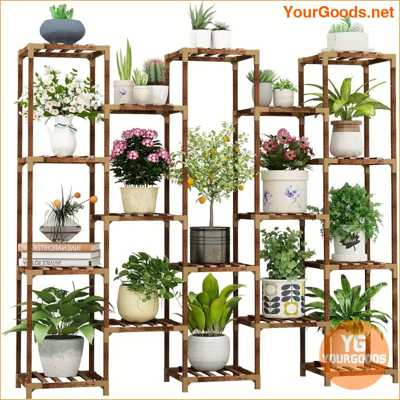 17Tier Tall Indoor Outdoor Wood Plant Stand - YourGoods Online Shop