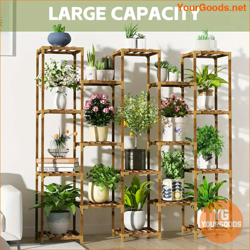 Soporte para plantas de madera para interior y exterior de 17 niveles