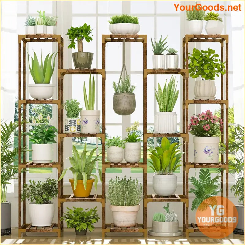 17Tier Tall Indoor Outdoor Wood Plant Stand - YourGoods Online Shop