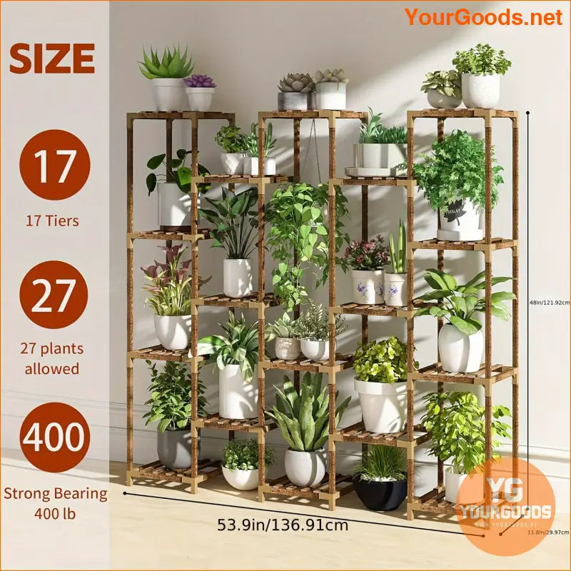 17Tier Tall Indoor Outdoor Wood Plant Stand - YourGoods Online Shop