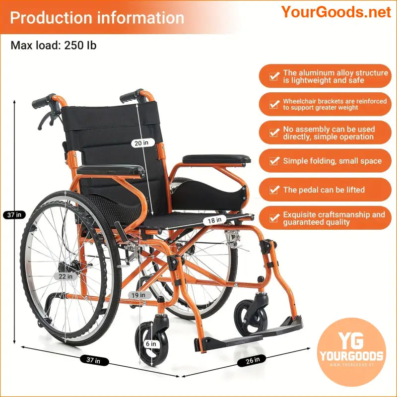 18 Lightweight Aluminum Wheelchair with AntiTip 250 lb Capacity - YourGoods Online Shop