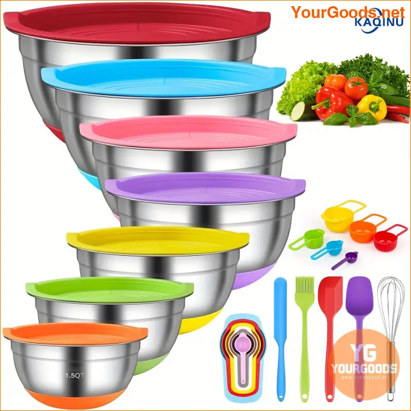 18 Piece Stainless Steel Colorful Mixing Bowls Set with Lids - YourGoods Online Shop