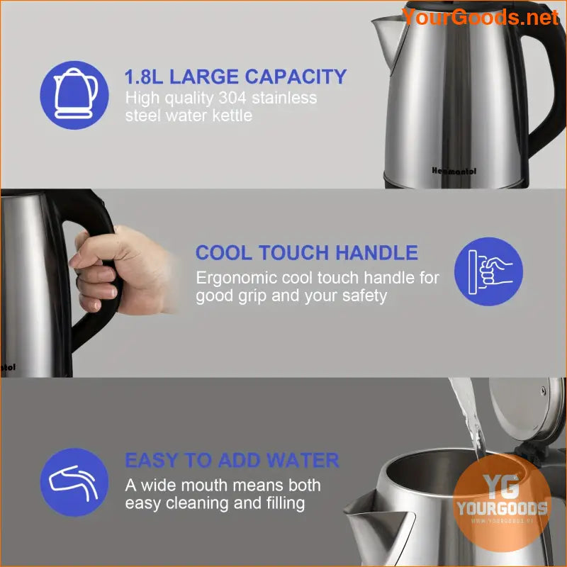 18L Stainless Steel Cordless Kettle Auto Shut Off BPA Free - YourGoods Online Shop