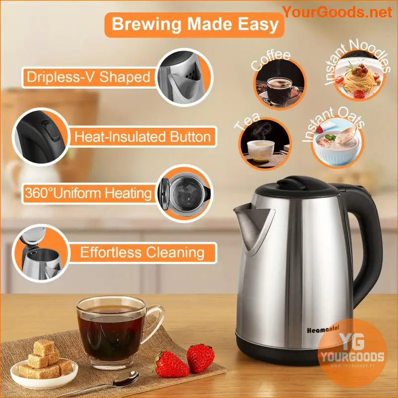 18L Stainless Steel Cordless Kettle Auto Shut Off BPA Free - YourGoods Online Shop