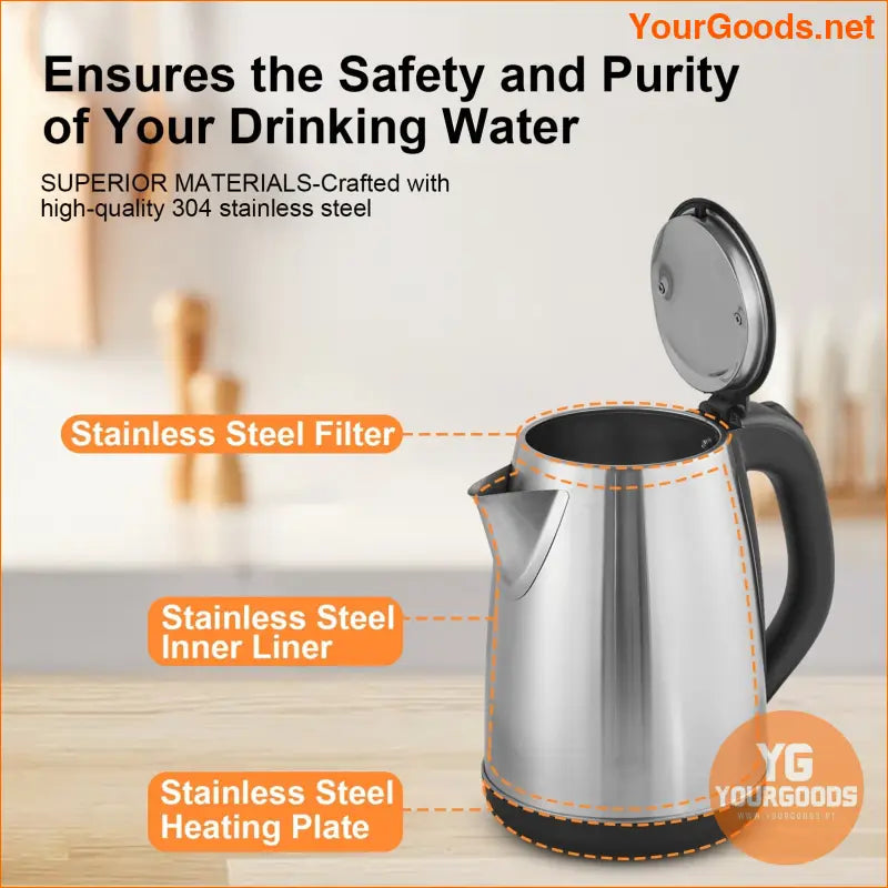 18L Stainless Steel FastBoil Electric Kettle Cordless Safe LED Indicator - YourGoods Online Shop