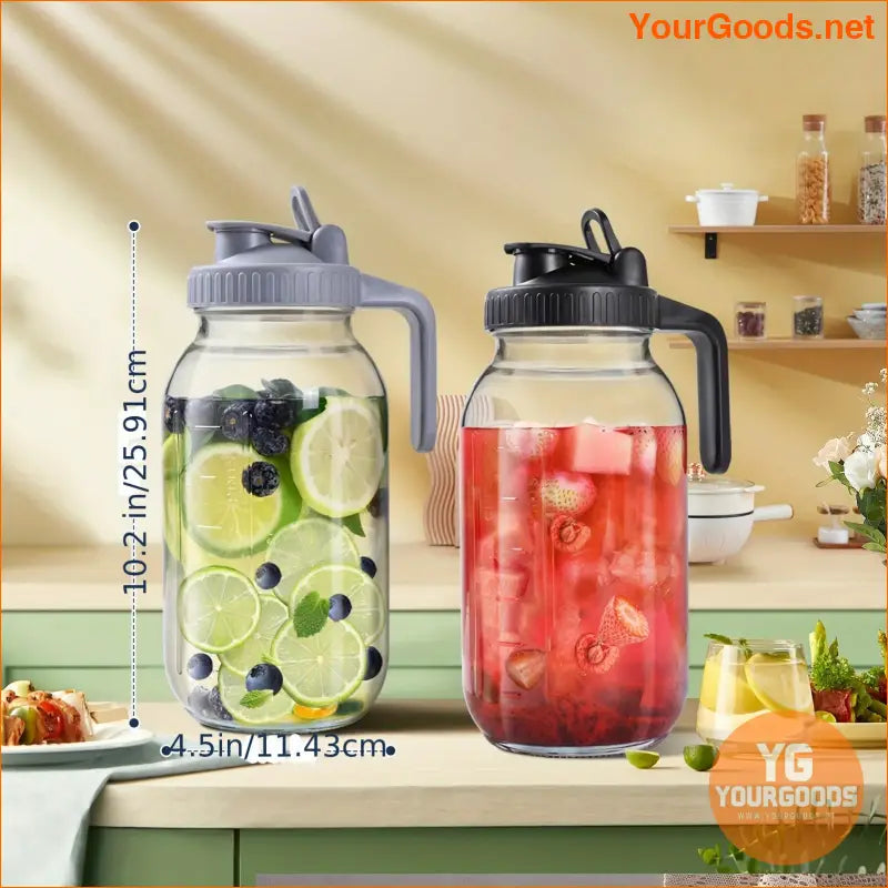 2 Pack 64OZ Glass Pitchers Airtight Spill Resistant Wide Mouth - YourGoods Online Shop