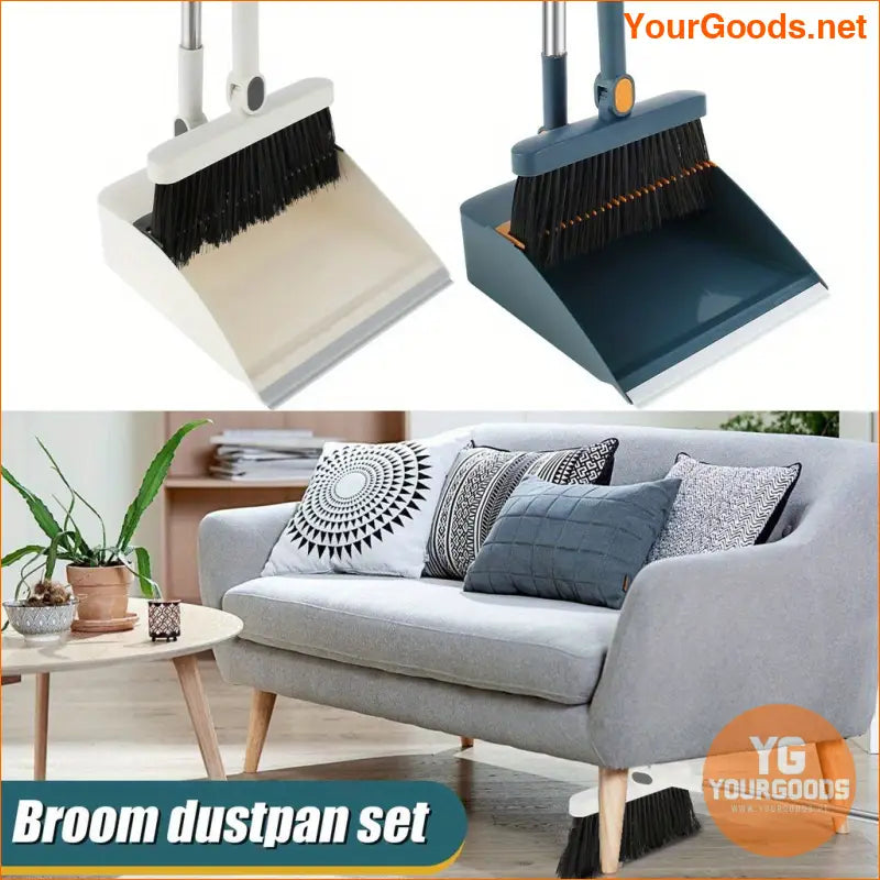 2-Piece 3-in-1 Rotatable Broom & Dustpan Set – Pet Hair & Household Cleaning - YourGoods Online Shop