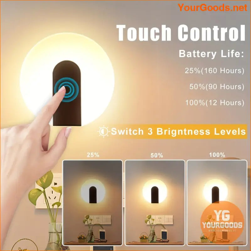 2 Rechargeable Touch Dimmable LED Wall Sconces - YourGoods Online Shop