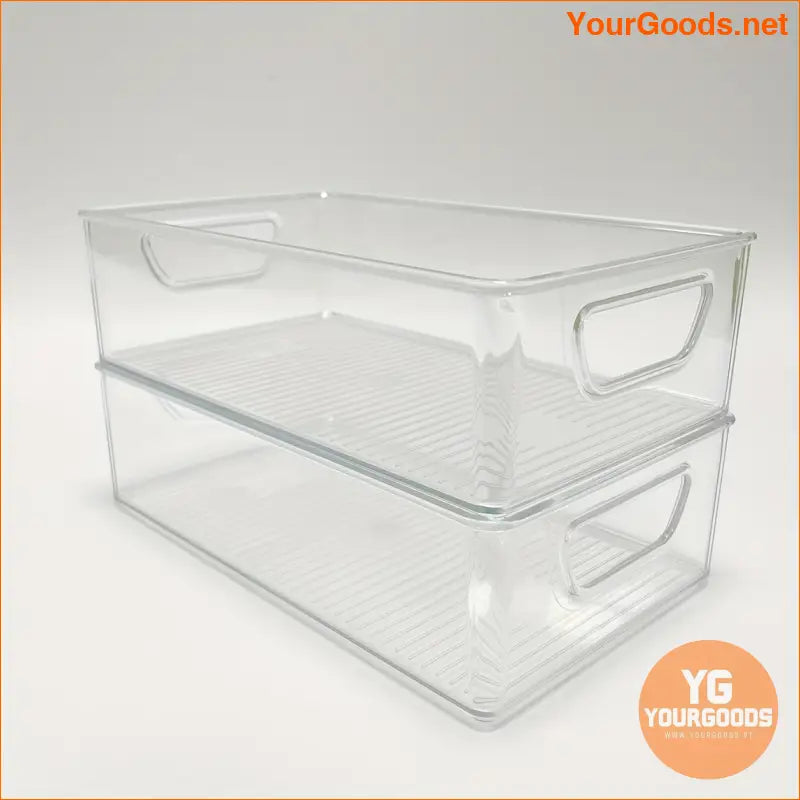 2 Stackable Clear Refrigerator Bins with Handles Space Saving Organized - YourGoods Online Shop