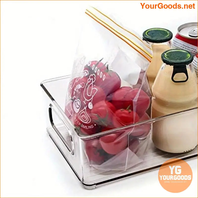 2 Stackable Clear Refrigerator Bins with Handles Space Saving Organized - YourGoods Online Shop