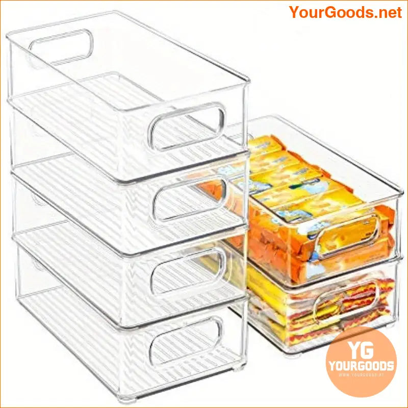 2 Stackable Clear Refrigerator Bins with Handles Space Saving Organized - YourGoods Online Shop