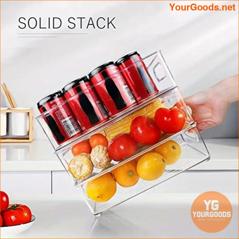 2 Stackable Clear Refrigerator Bins with Handles Space Saving Organized - YourGoods Online Shop