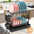 2 Tier Rust proof Dish Rack with Drainboard Utensil Holder - YourGoods Online Shop