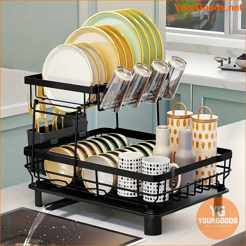 2 Tier Rust Resistant Iron Dish Drying Rack - YourGoods Online Shop