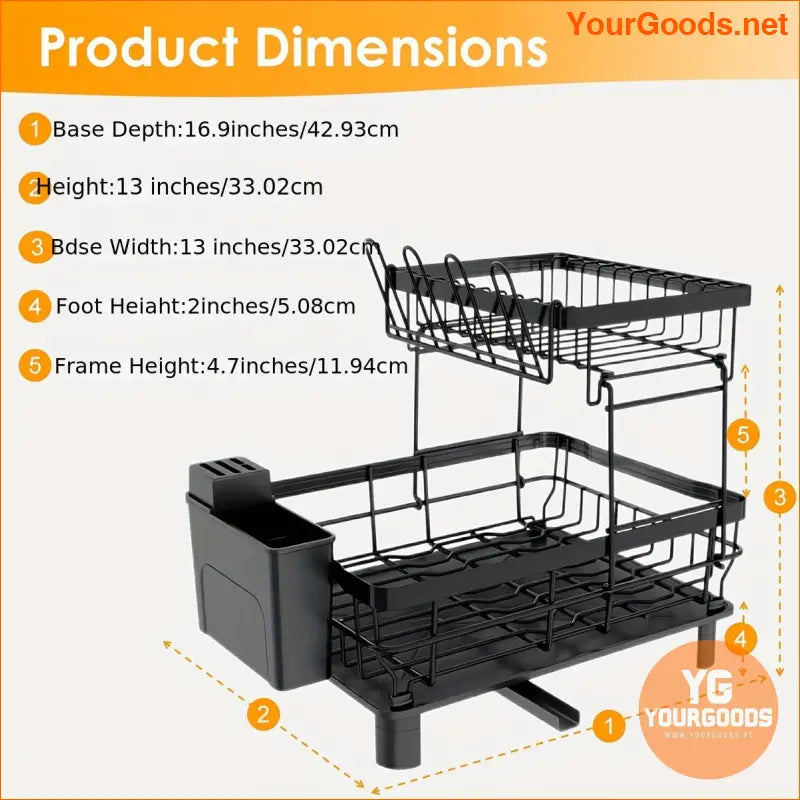 2 Tier Rust Resistant Iron Dish Drying Rack - YourGoods Online Shop