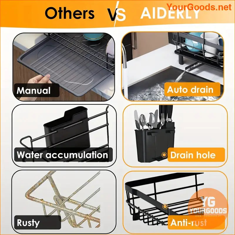 2 Tier Rust Resistant Iron Dish Drying Rack - YourGoods Online Shop