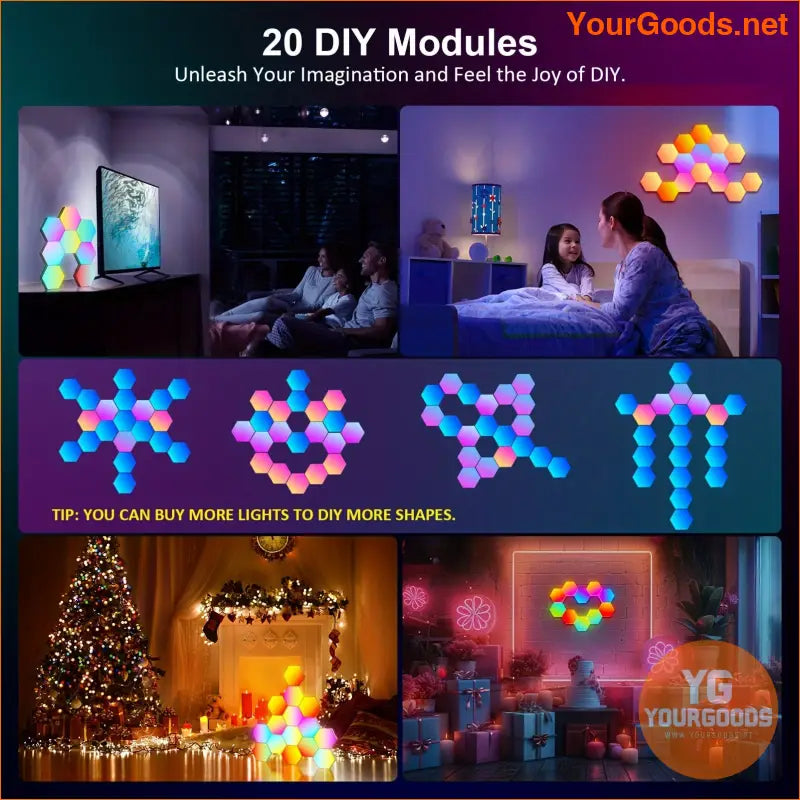 20 PCS RGB LED Hex Panels with Music Syncing - YourGoods Online Shop