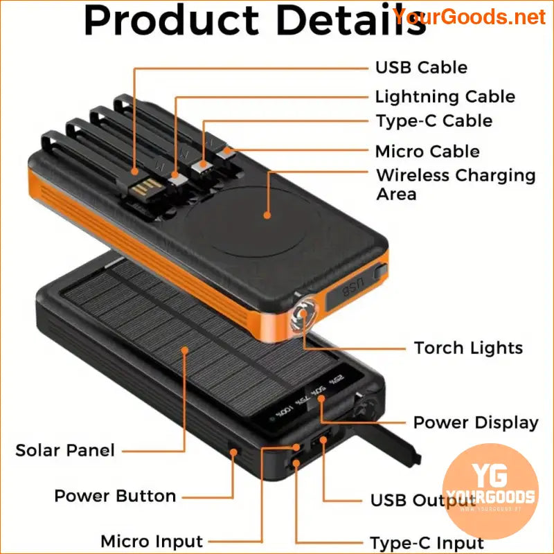 20000mAh Solar Wireless Power Bank Multi Device Outdoor Charger - YourGoods Online Shop