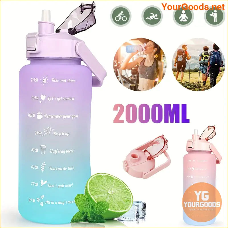 2000ML Motivational Gym Water Bottle with Time Marker - YourGoods Online Shop