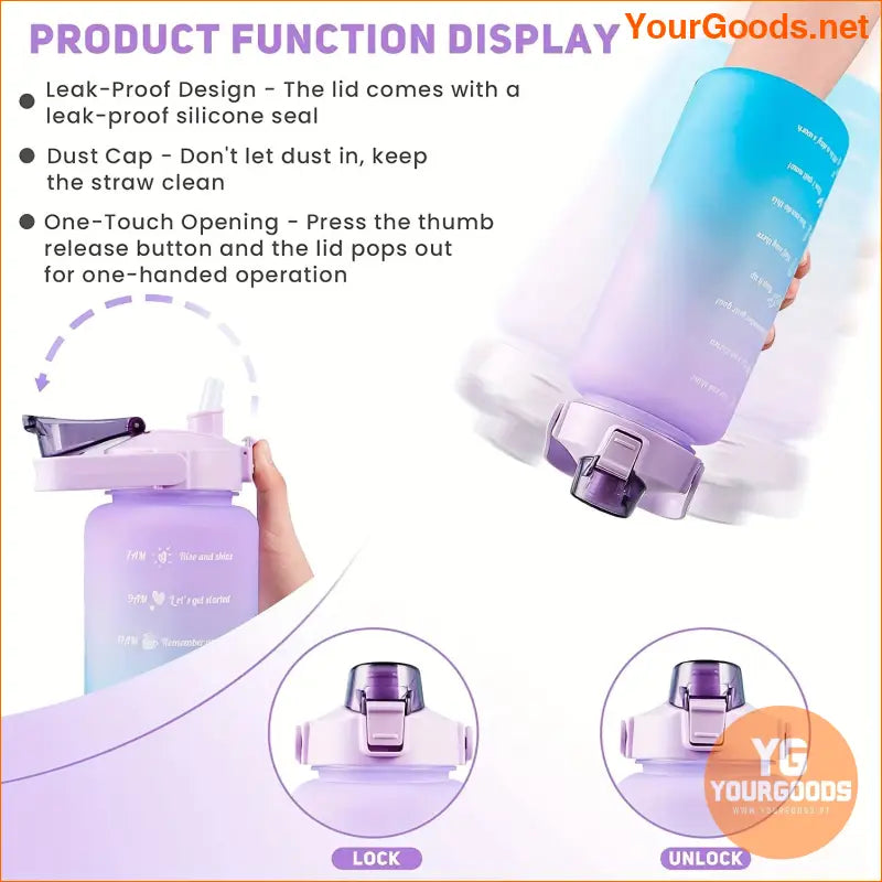 2000ML Motivational Gym Water Bottle with Time Marker - YourGoods Online Shop